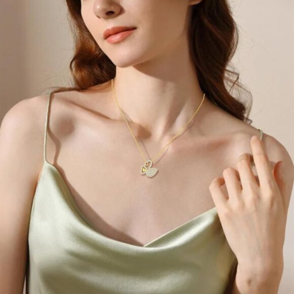 🆕 Women Gold Cubic Zirconia Pendant Necklace Sterling Sparkle Birthday Jewelry - Picture 6 of 7